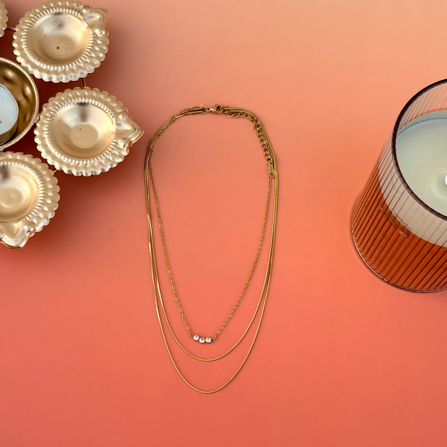 Three Stone Layered Necklace