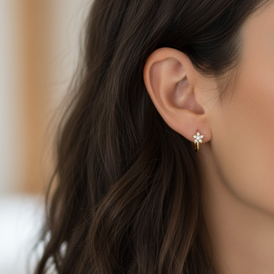 Floral Studded Hoops