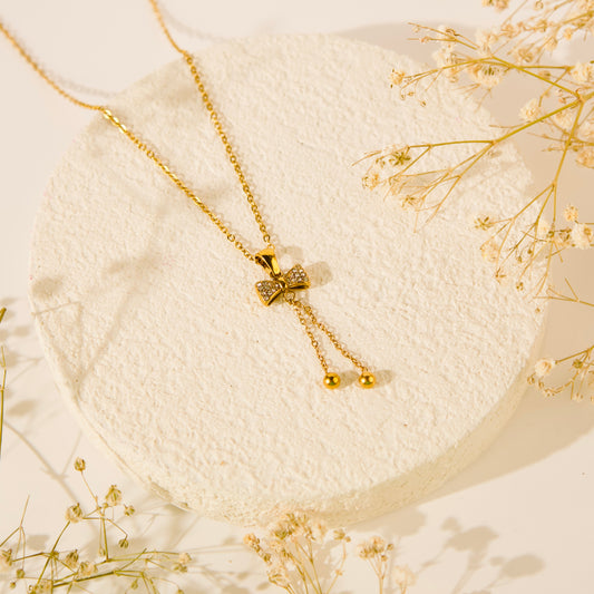 Studded Bow Necklace