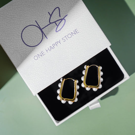 Square Hoops with Pearl Edges