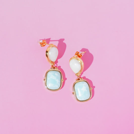 Aqua White Vintage Earrings