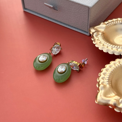 Green Glimmer Earrings