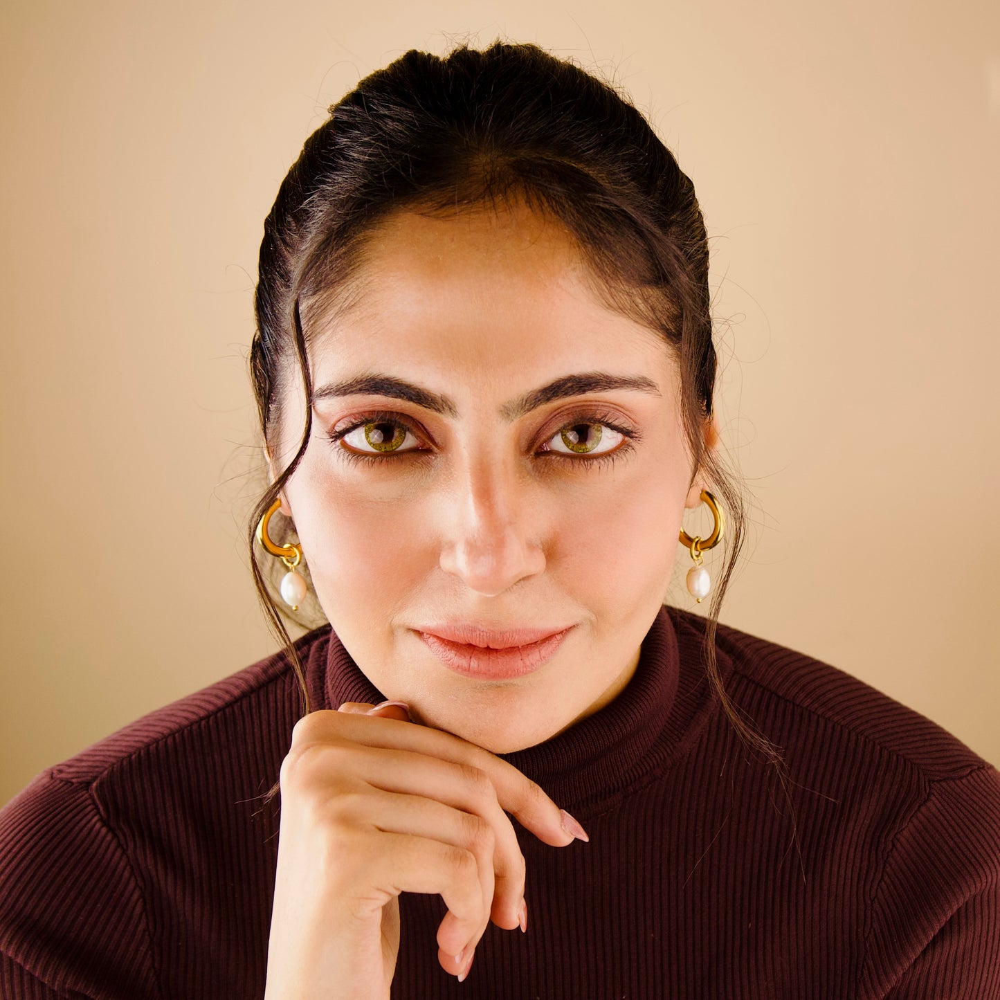 Pearl Drop Hoop Earrings