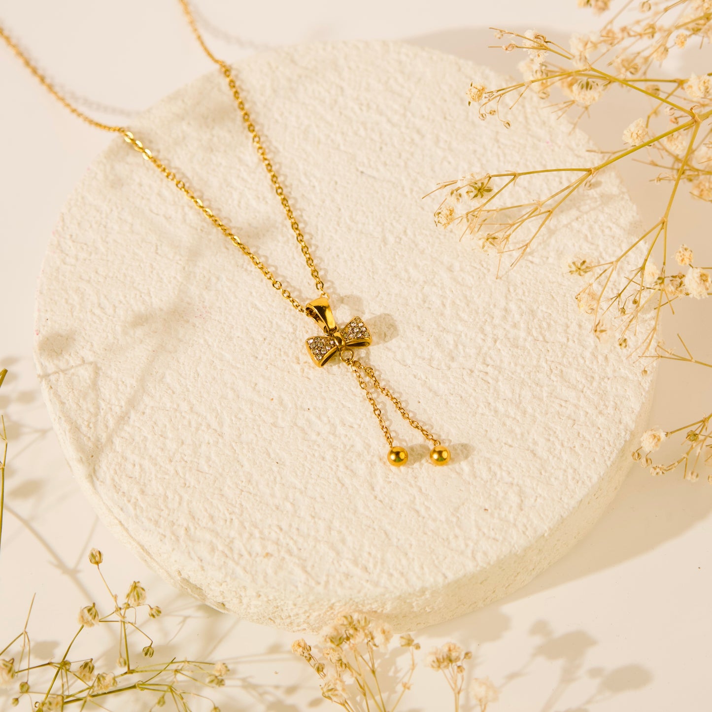 Studded Bow Necklace