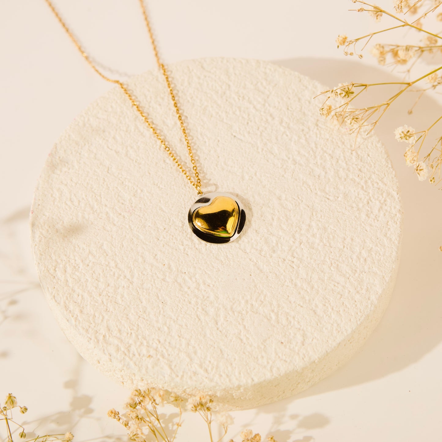 Dual Tone Heart Necklace