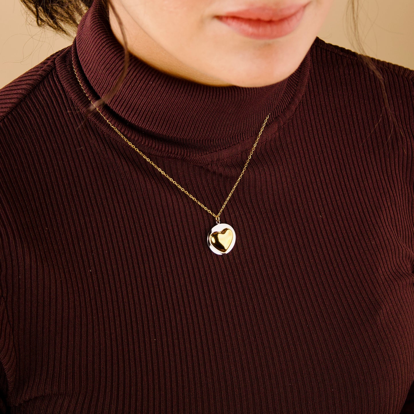 Dual Tone Heart Necklace