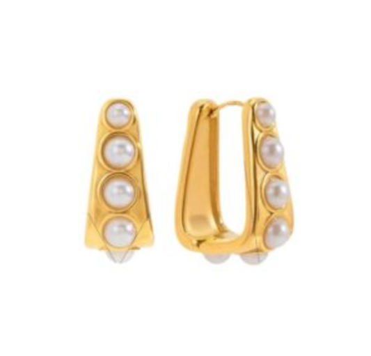 Square Hoops with Pearl Edges