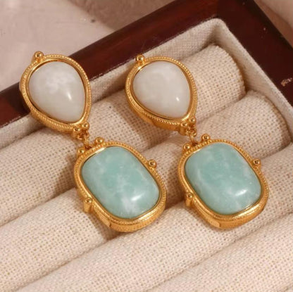 Aqua White Vintage Earrings