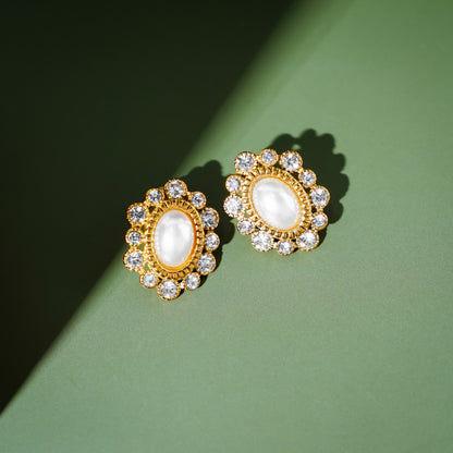 Royal Round Pearl Studded Earrings