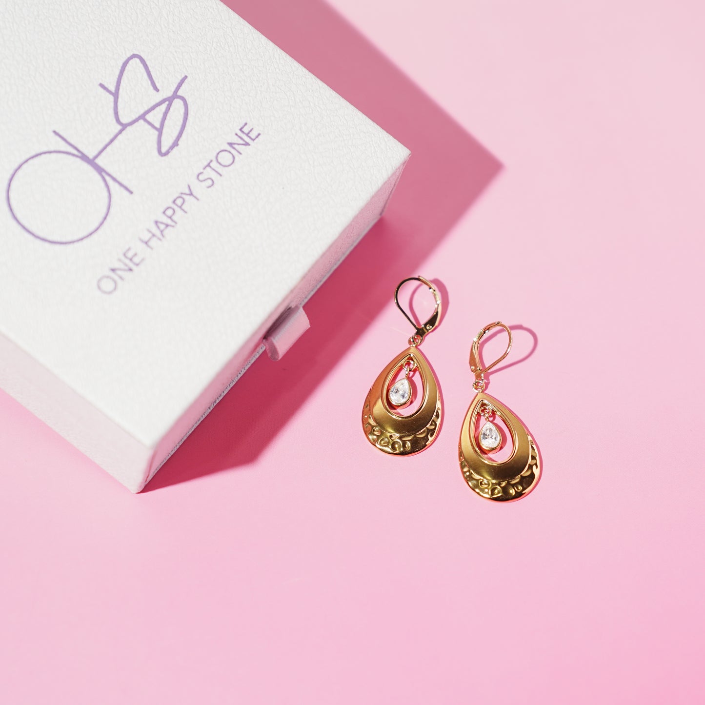 Pear Stone Glam Danglers-Gold