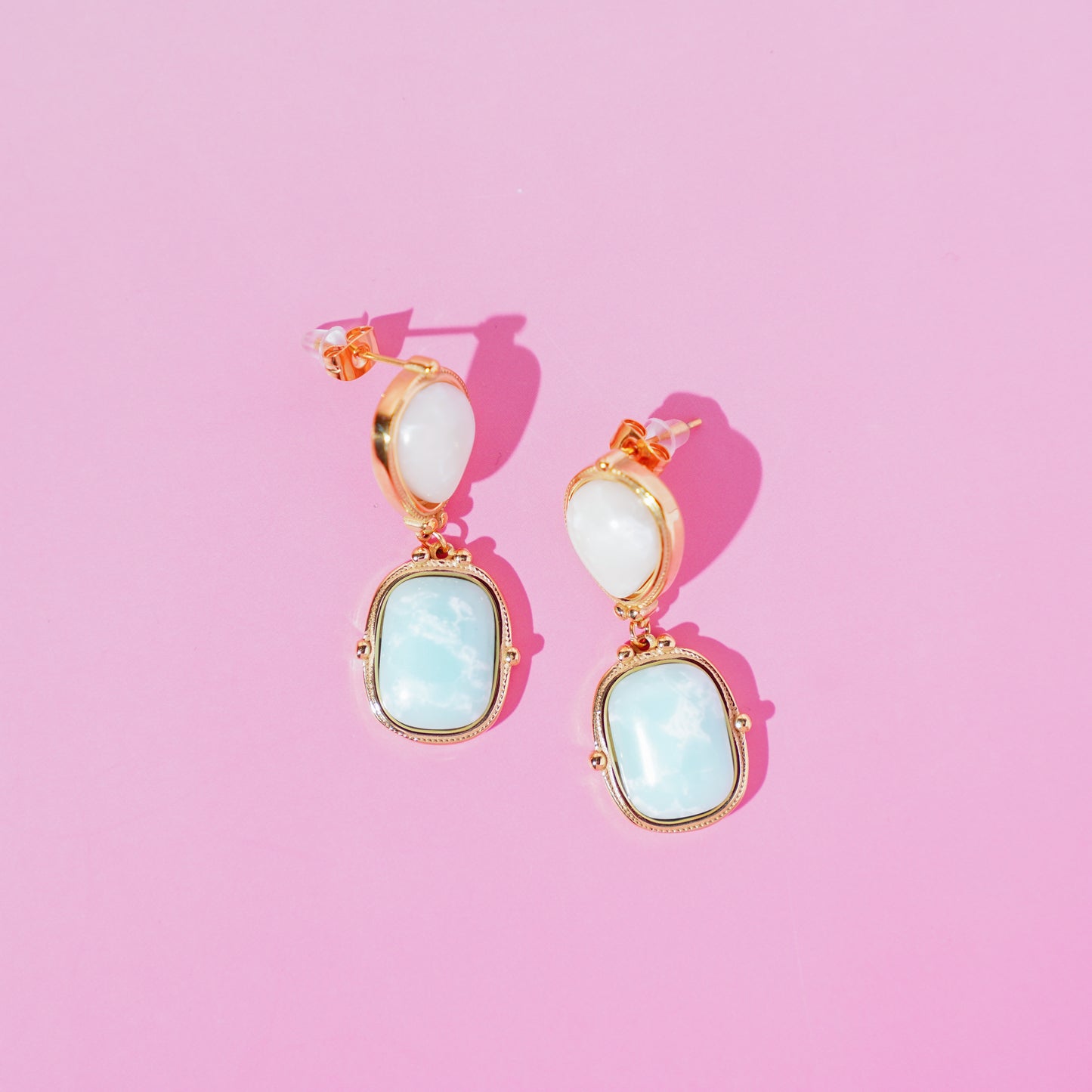 Aqua White Vintage Earrings