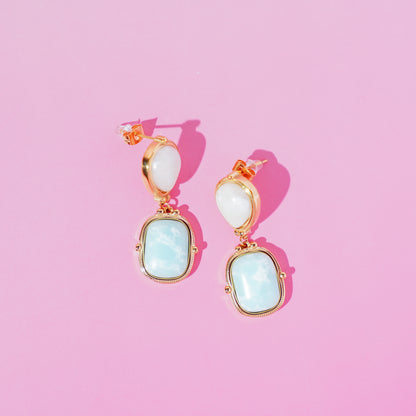 Aqua White Vintage Earrings