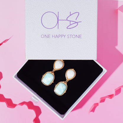 Aqua White Vintage Earrings