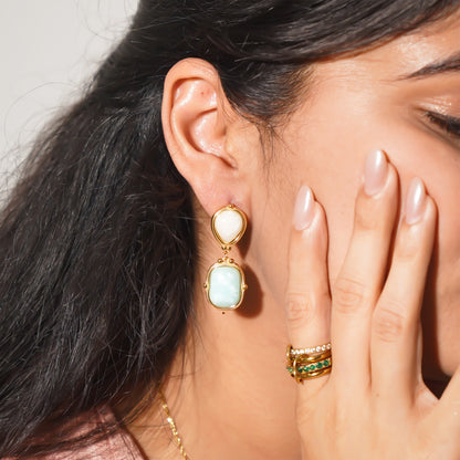 Aqua White Vintage Earrings