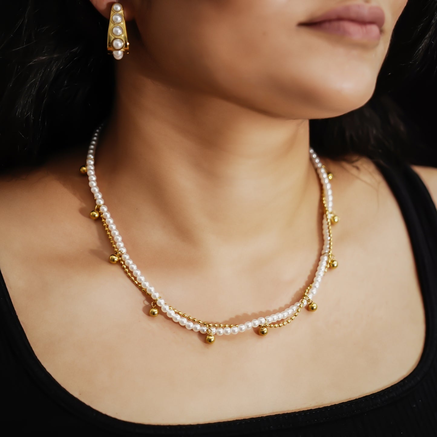 Dual Pearl and Gold Chain
